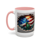 American Flag & Statue of Liberty Accent Coffee Mug – Patriotic USA Ceramic Mug