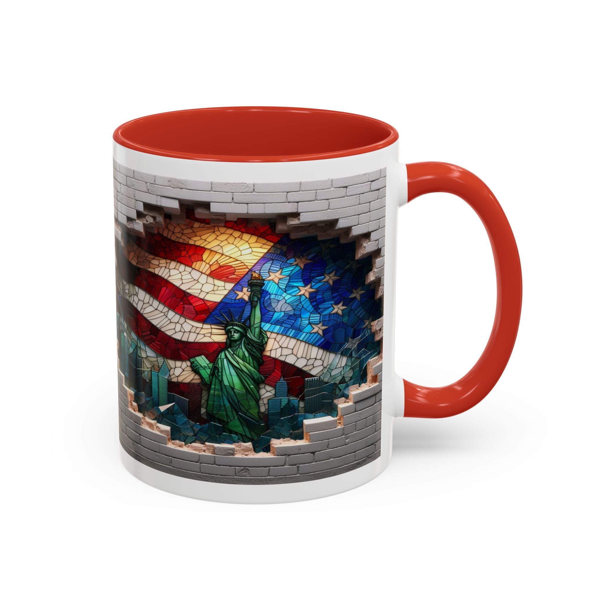American Flag & Statue of Liberty Accent Coffee Mug – Patriotic USA Ceramic Mug