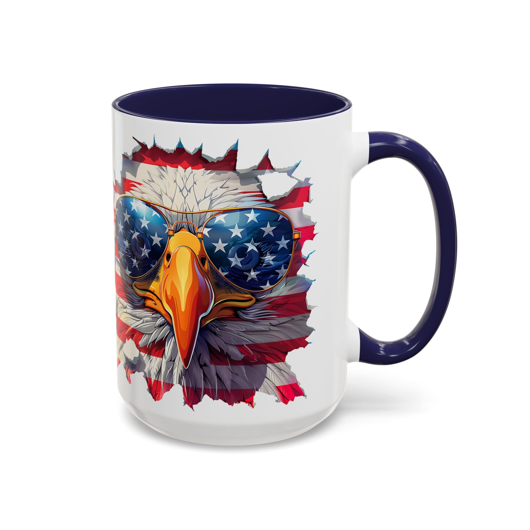 American Bald Eagle Accent Coffee Mug with Stars & Stripes