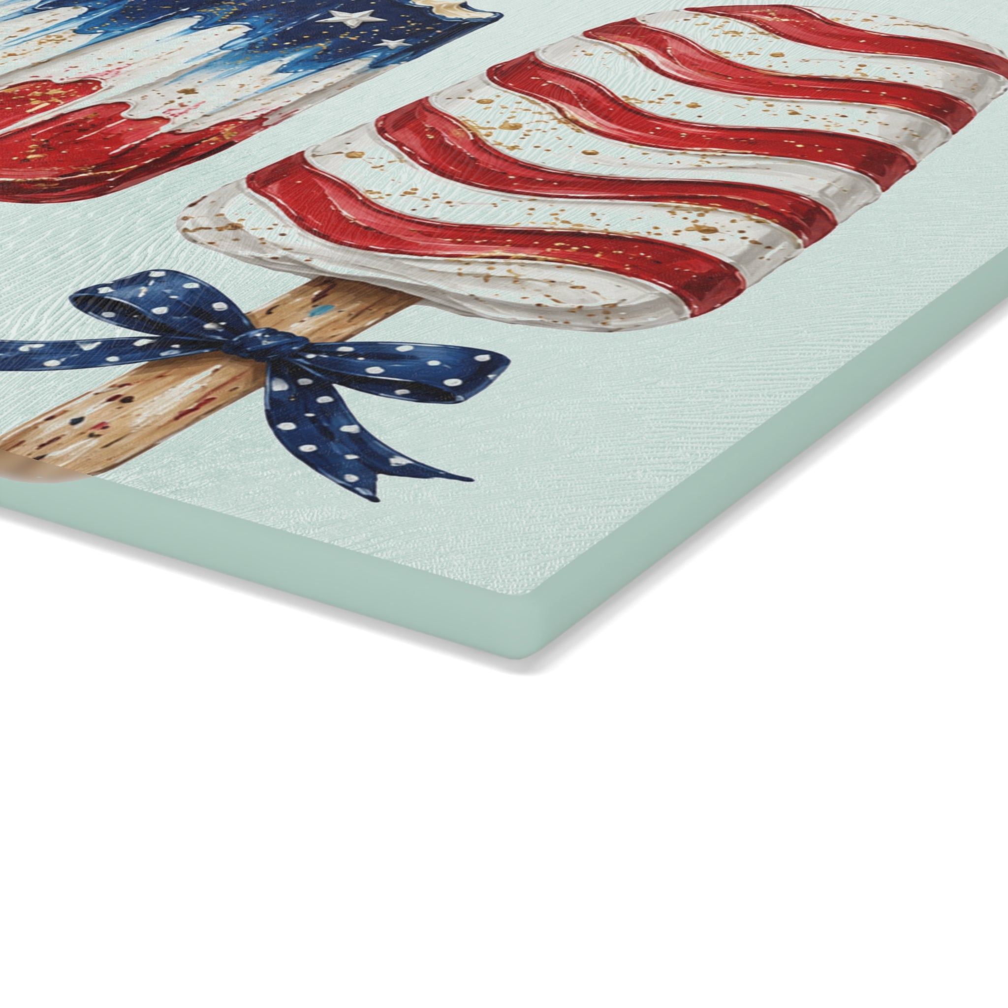 Patriotic Popsicle Glass Cutting Board for Kitchen Prep