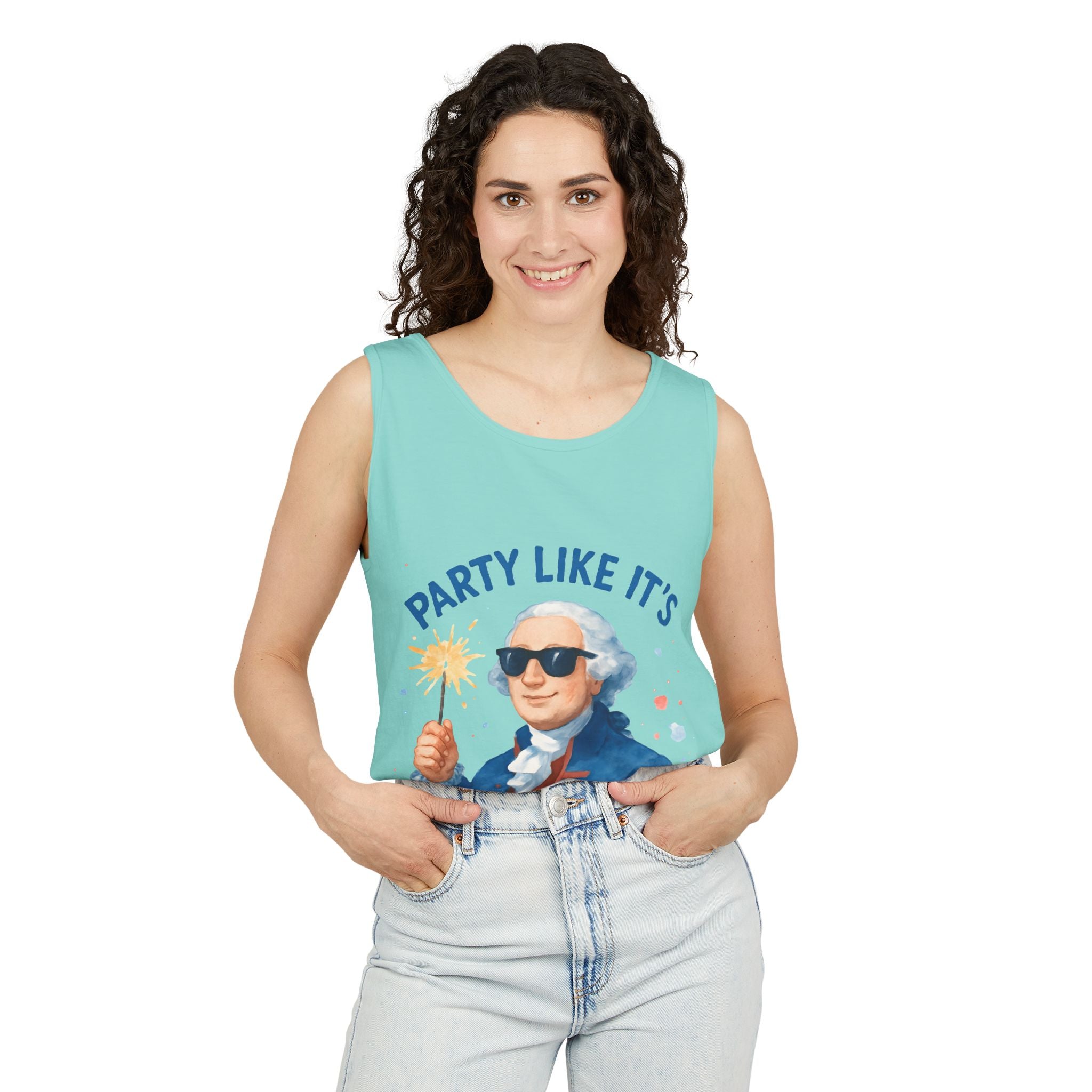 Party Like It's 1776 Tank Top — Patriotic George Washington Graphic