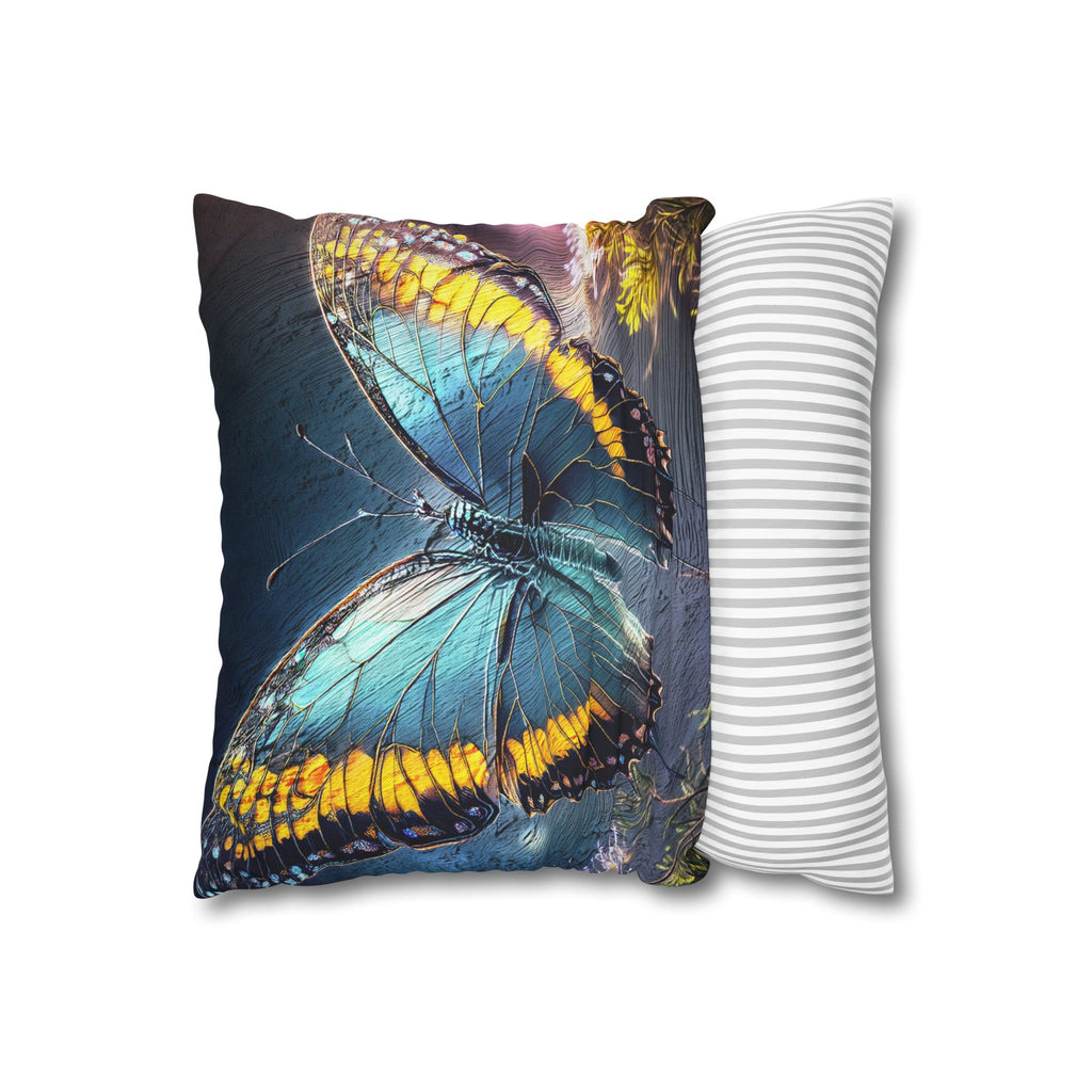 Blue and Yellow Butterfly Decorative Pillow Cover