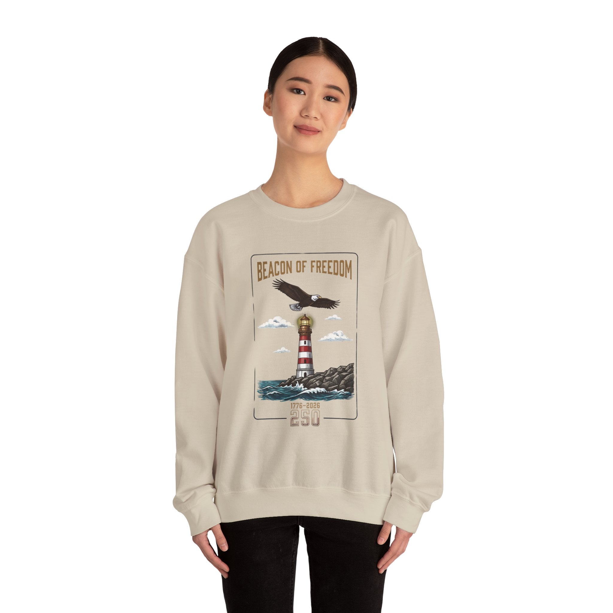 Beacon of Freedom Lighthouse Sweatshirt | 250th 4th of July Patriotic Milestone