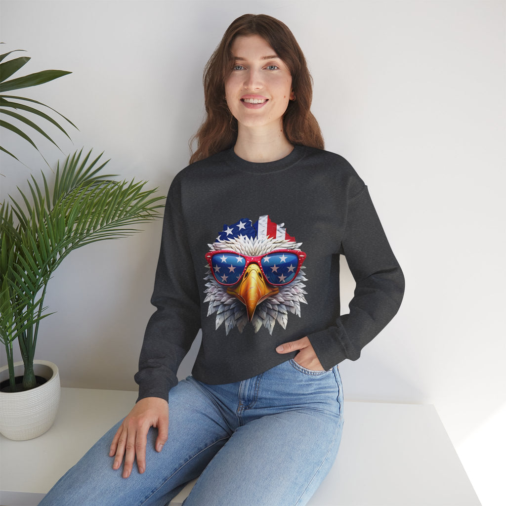 Eagle American Flag Sunglasses Crewneck Sweatshirt