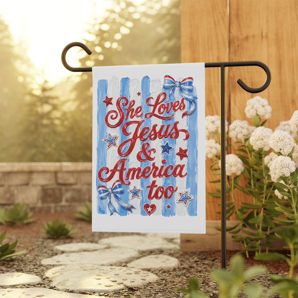 Patriotic 'She Loves Jesus & America Too' Garden Flag