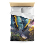 Butterfly Garden Duvet Cover - Blue & Yellow Microfiber Bedding
