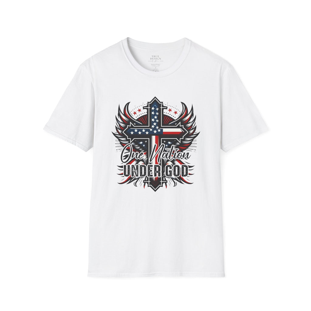 Christian Cross T-Shirt — "One Nation Under God" Patriotic Graphic Tee