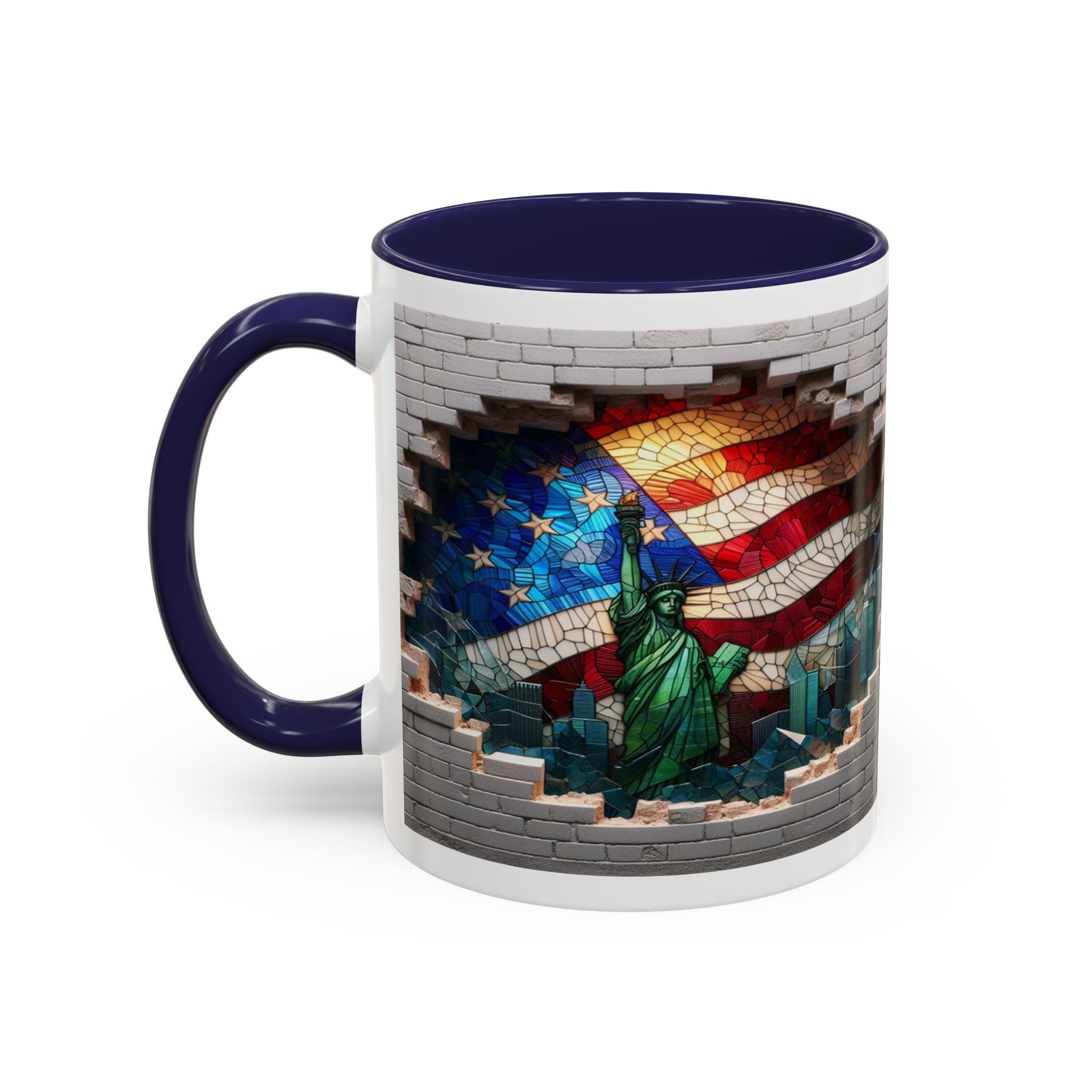 American Flag & Statue of Liberty Accent Coffee Mug – Patriotic USA Ceramic Mug