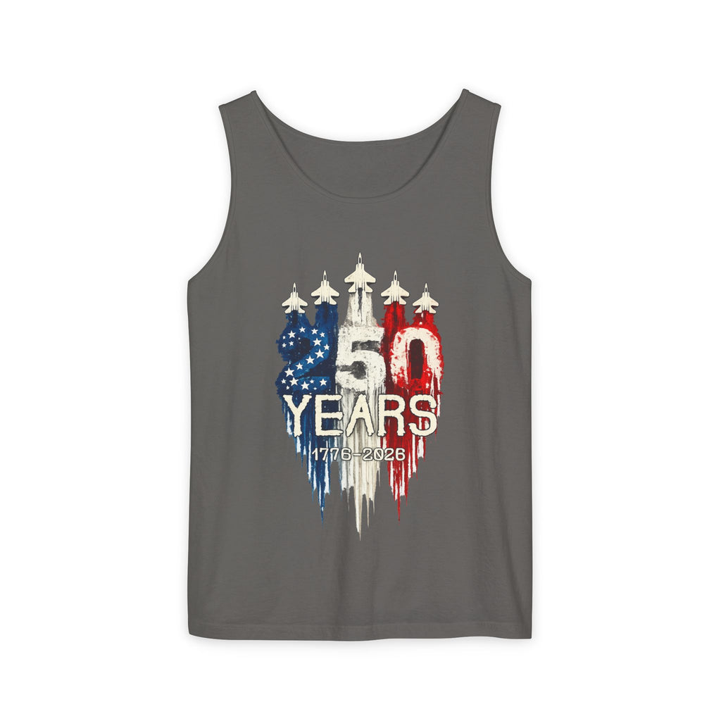 50 Years American Flag Castle Tank Top for Celebratory Wear