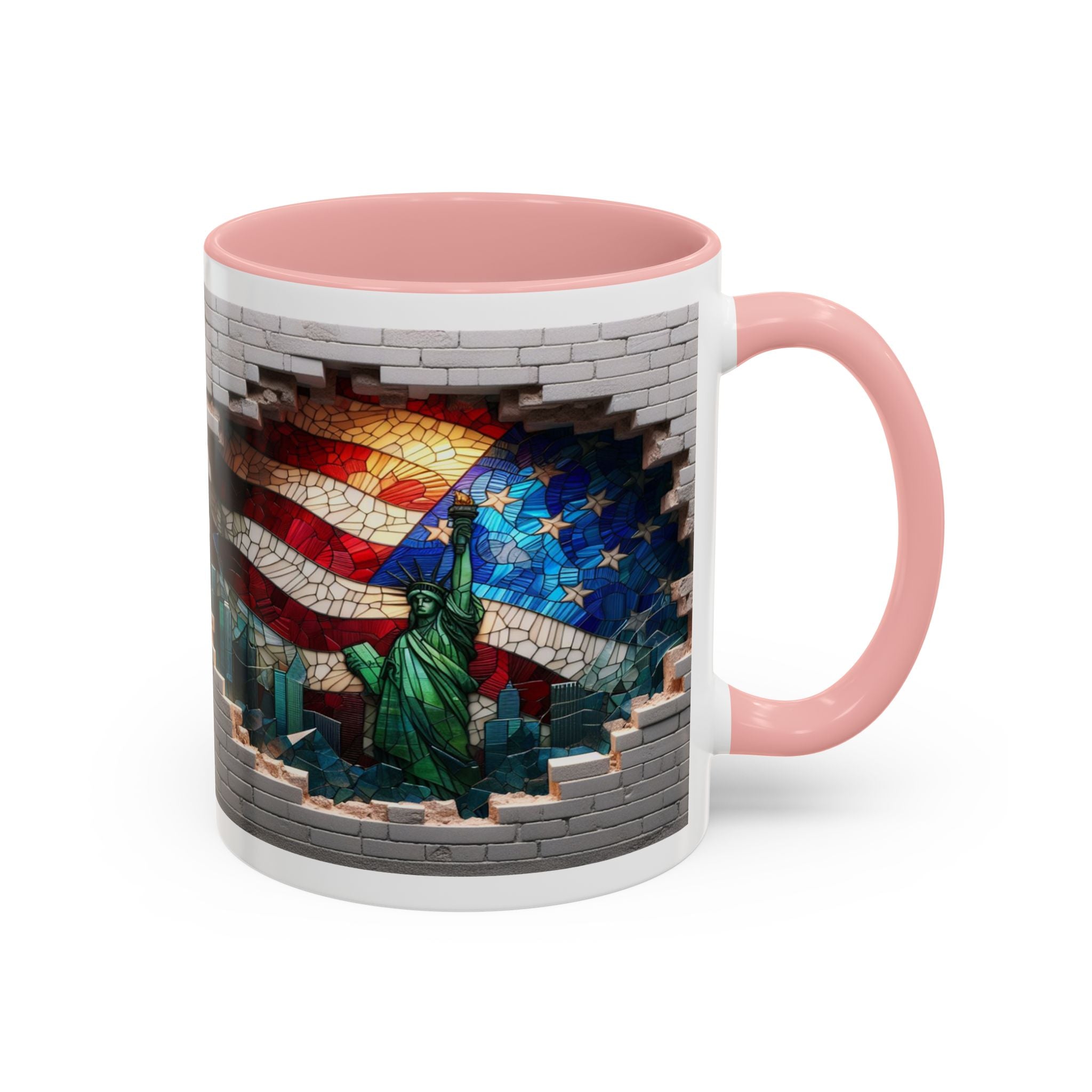 American Flag & Statue of Liberty Accent Coffee Mug – Patriotic USA Ceramic Mug