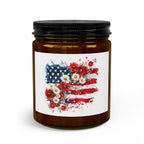 Patriotic Floral Candle Set — American Flag Jar Candle with Matches & Wick Trimmer