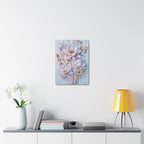 Floral Lotus Stretched Canvas Wall Art — Pastel Bloom Decorative Canvas