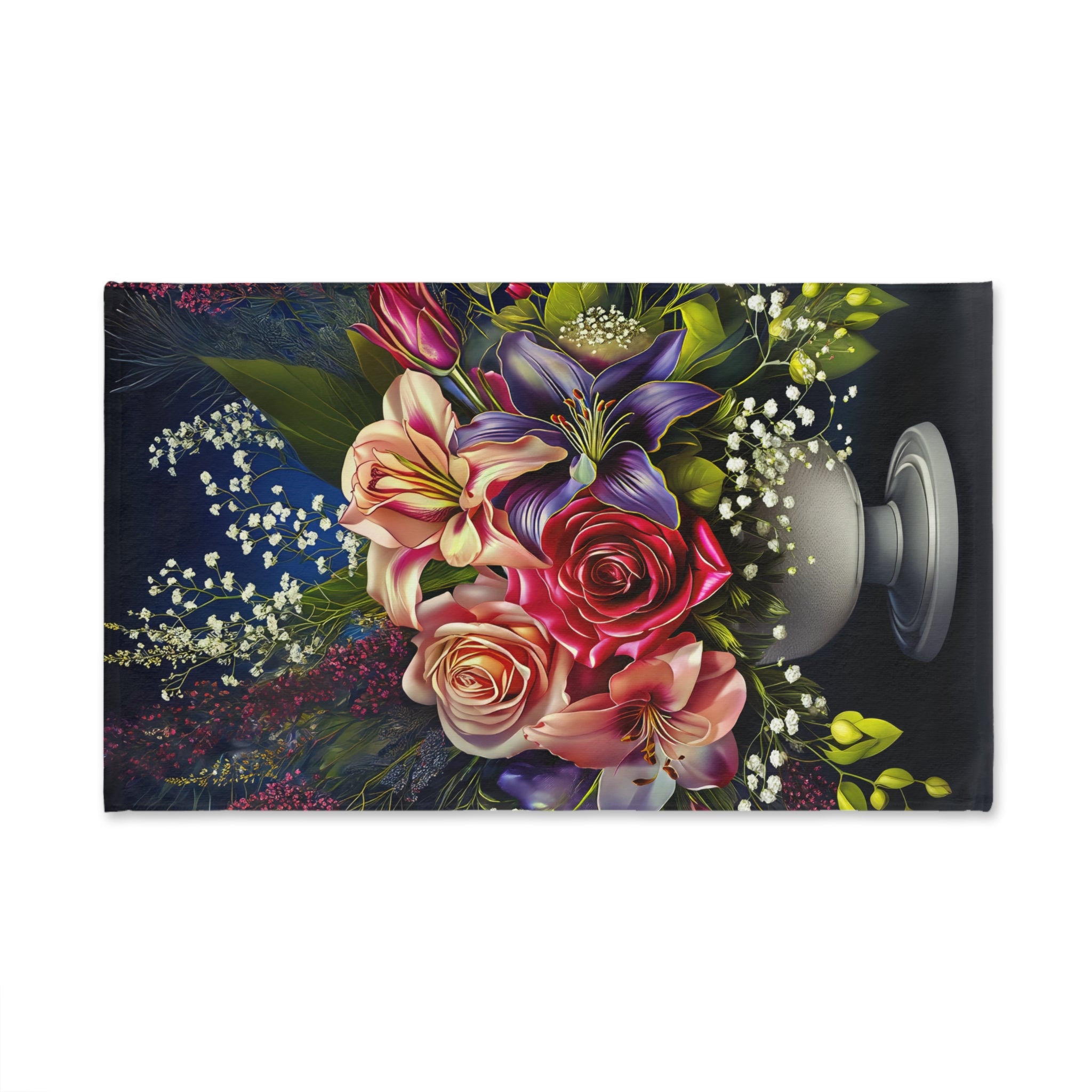 Floral Bouquet Hand Towel with Vintage Rose & Lily Design