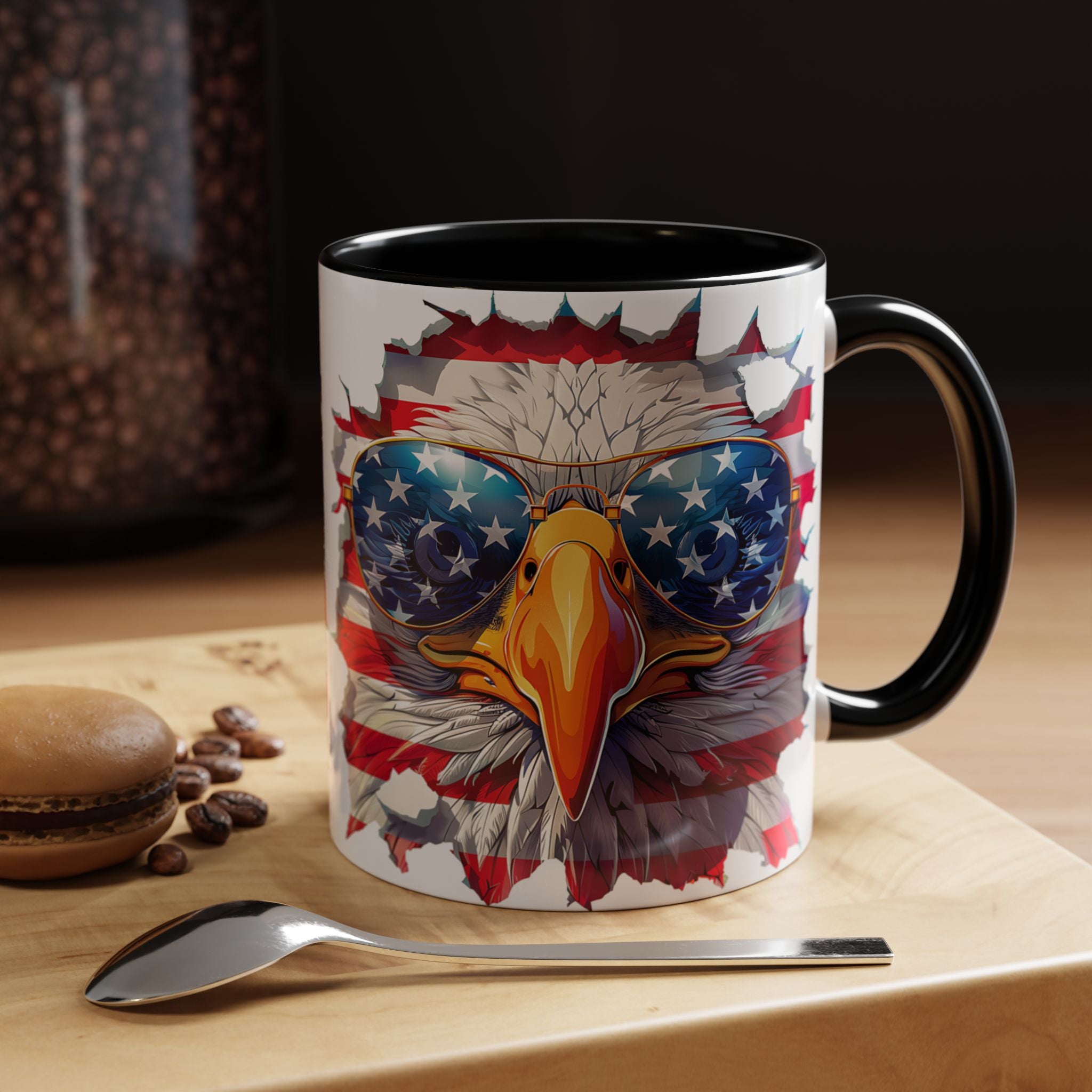 American Bald Eagle Accent Coffee Mug with Stars & Stripes