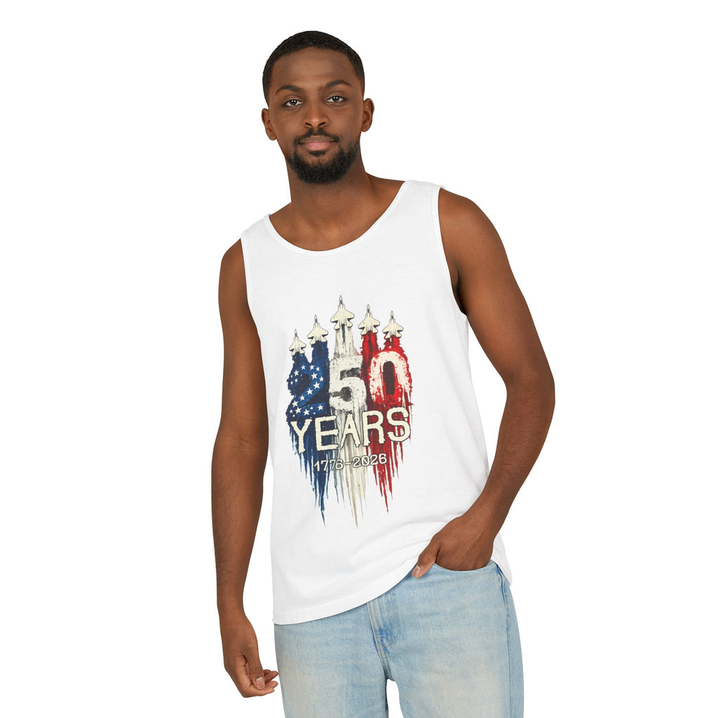 50 Years American Flag Castle Tank Top for Celebratory Wear