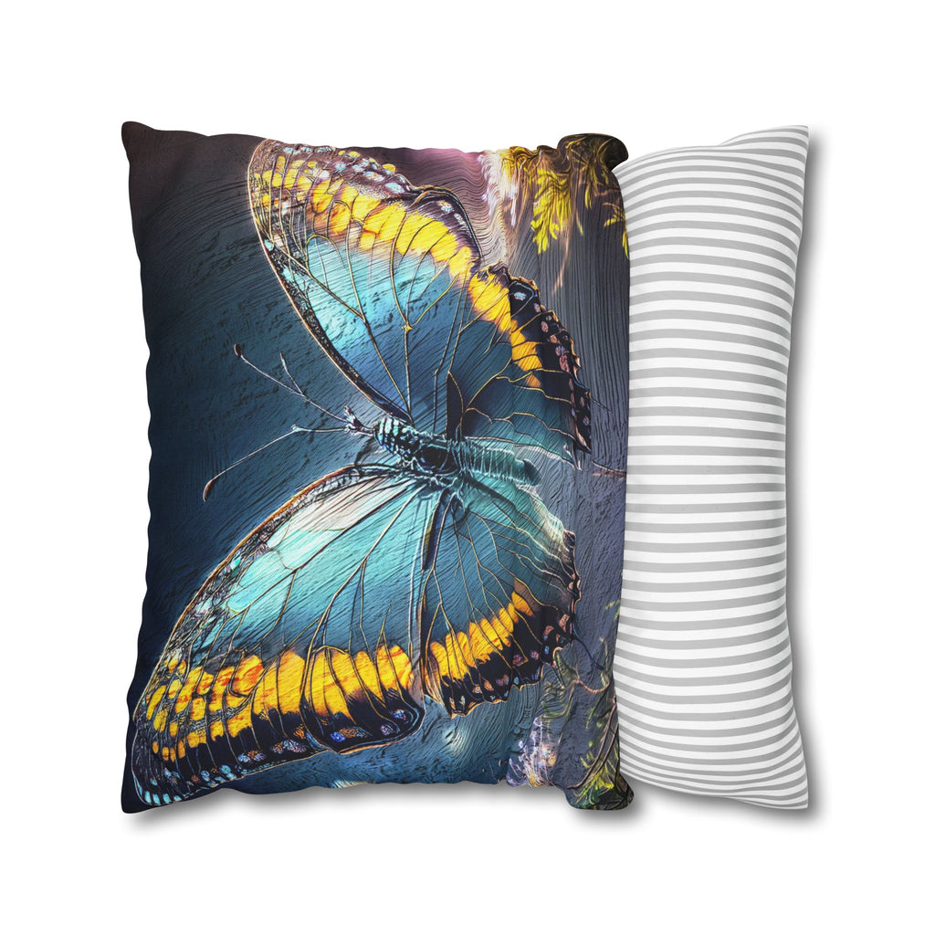 Blue and Yellow Butterfly Decorative Pillow Cover