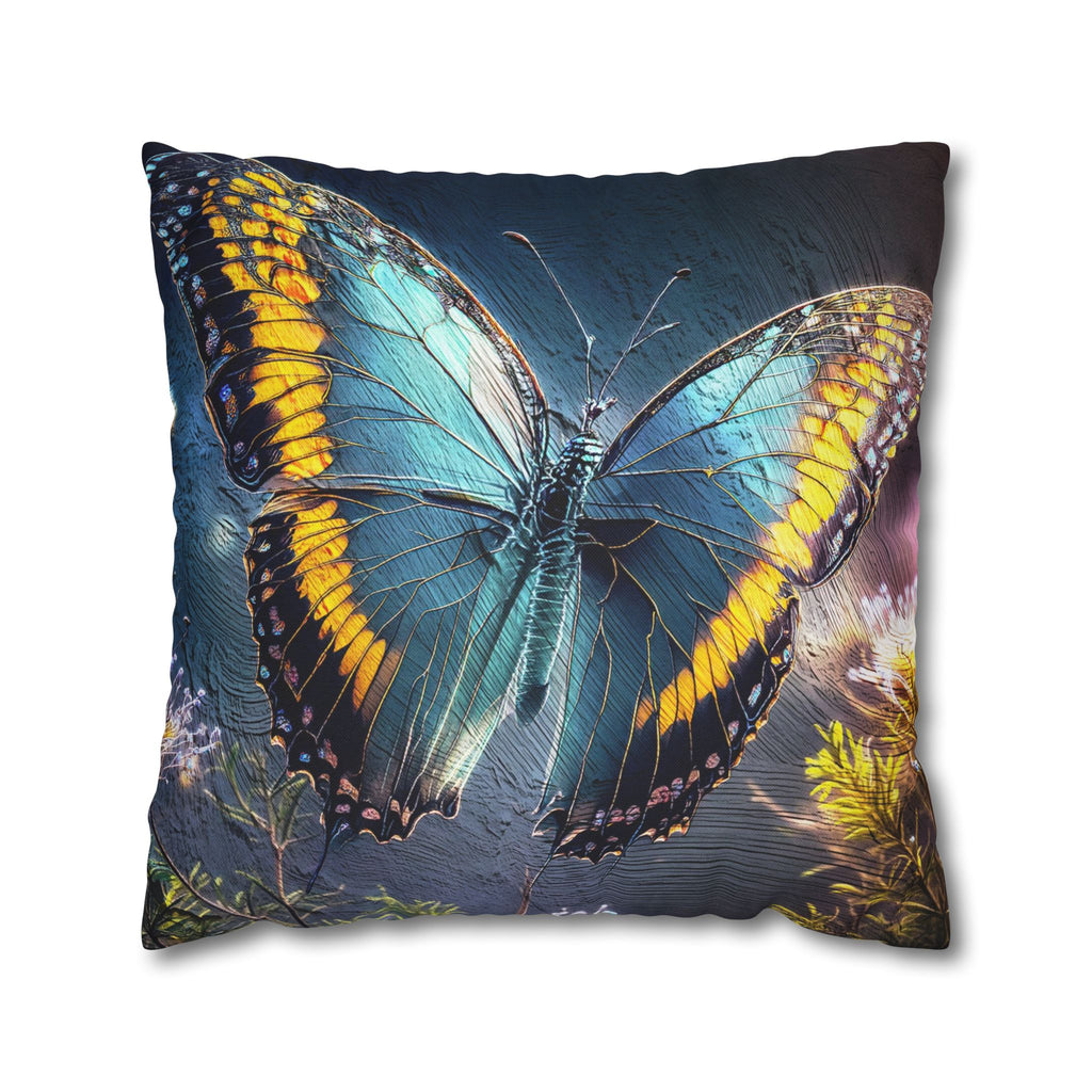 Blue and Yellow Butterfly Decorative Pillow Cover