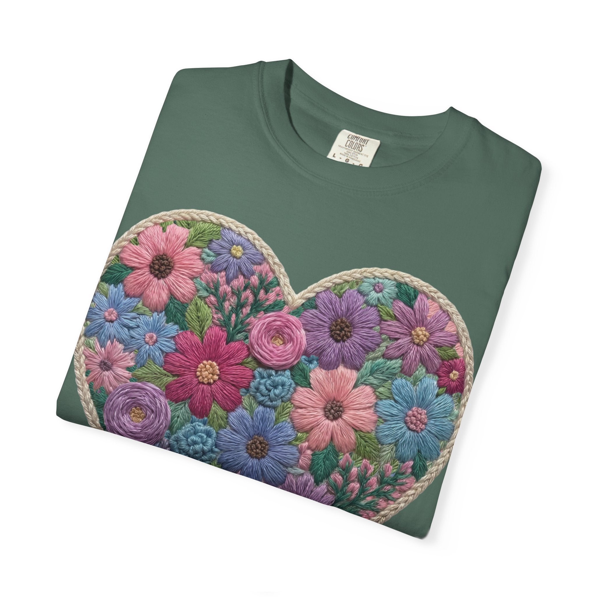 Floral Heart T-Shirt — Colorful Bouquet Heart Graphic (Print It Your Way)