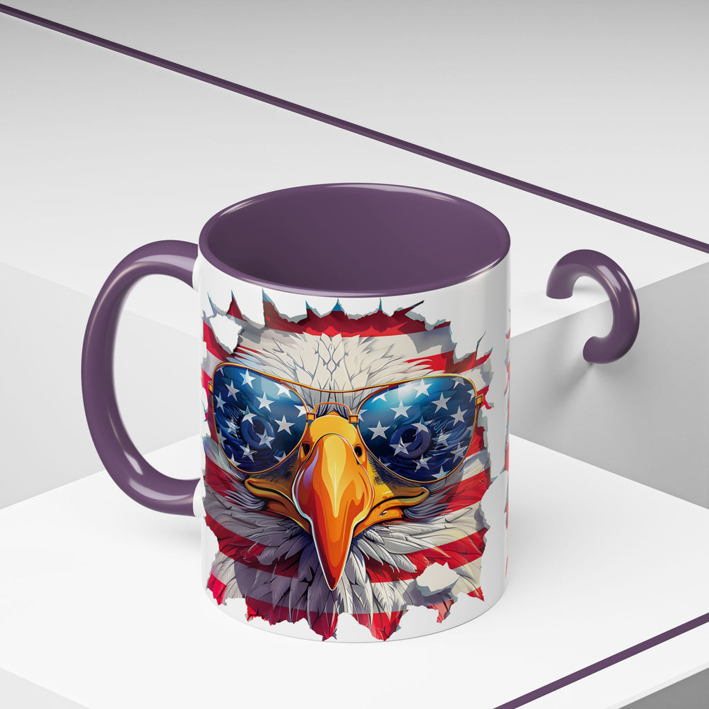 American Bald Eagle Accent Coffee Mug with Stars & Stripes
