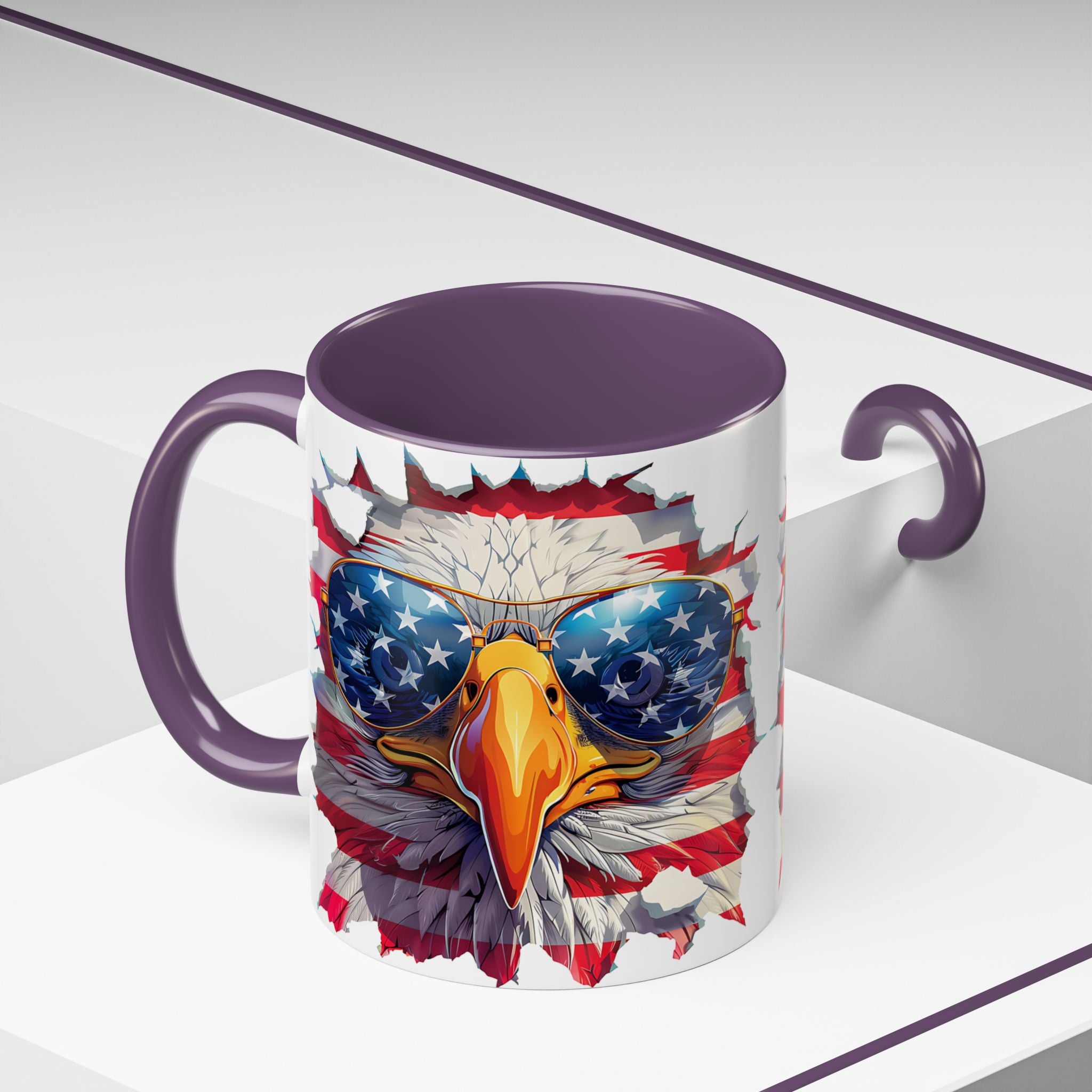 American Bald Eagle Accent Coffee Mug with Stars & Stripes