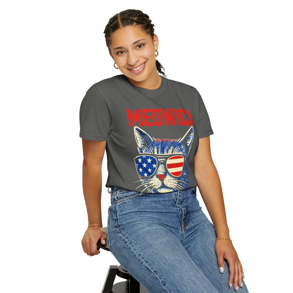 Meowica Cat T-Shirt — Patriotic American Flag Sunglasses Tee