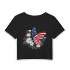 Patriotic Butterfly Floral Baby Tee - A Breezy Crop Top