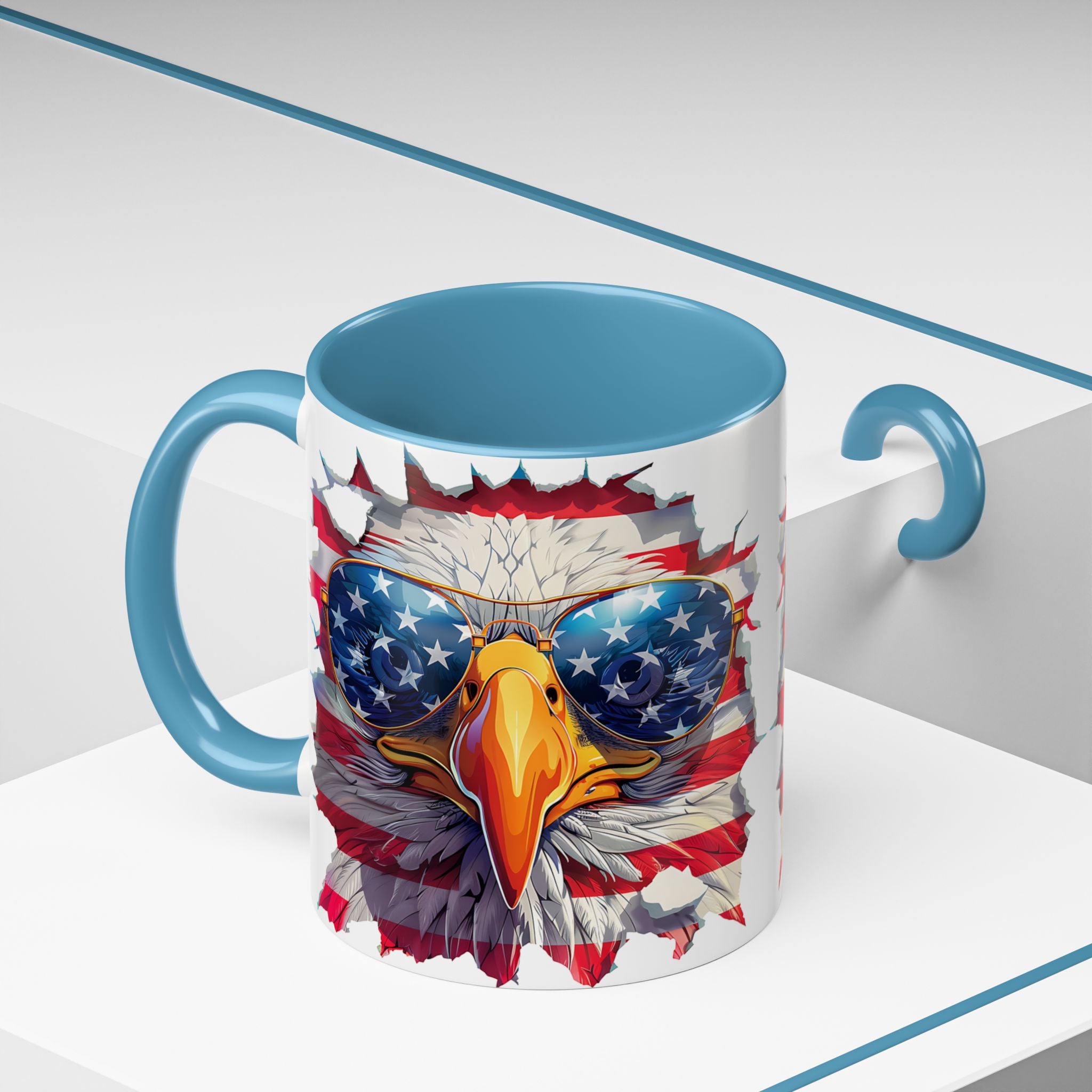 American Bald Eagle Accent Coffee Mug with Stars & Stripes