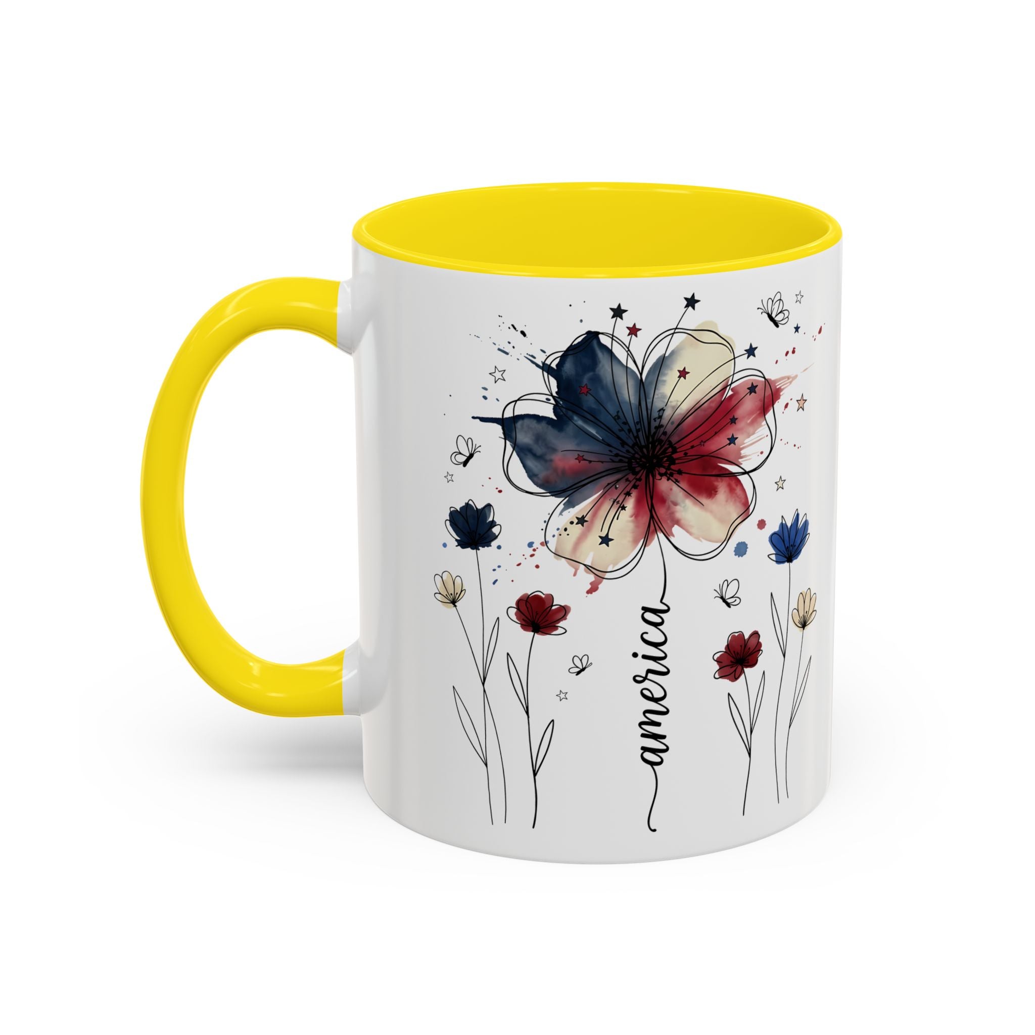 Patriotic Anemone Accent Coffee Mug Classic Floral Design