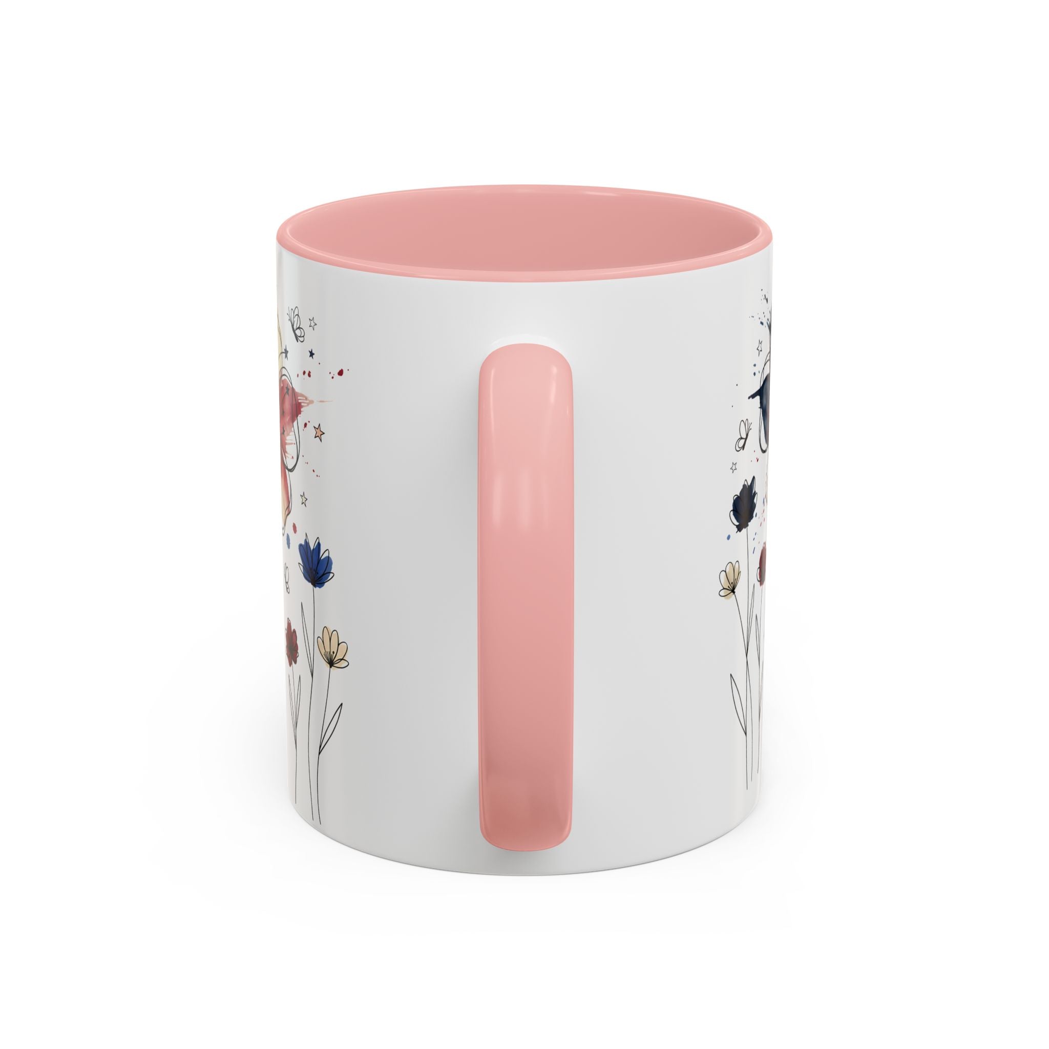 Patriotic Anemone Accent Coffee Mug Classic Floral Design