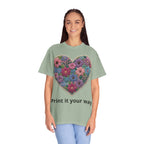 Floral Heart T-Shirt — Colorful Bouquet Heart Graphic (Print It Your Way)