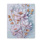 Floral Lotus Stretched Canvas Wall Art — Pastel Bloom Decorative Canvas