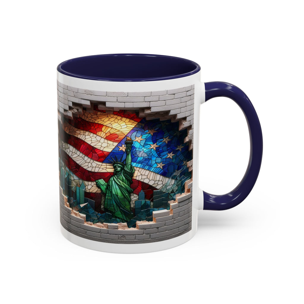 American Flag & Statue of Liberty Accent Coffee Mug – Patriotic USA Ceramic Mug