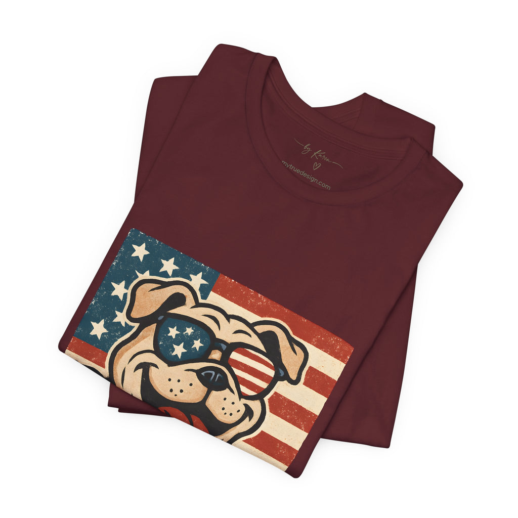 Dog's are Patriotic Too (American Flag, Funny 4th of July Shirt)