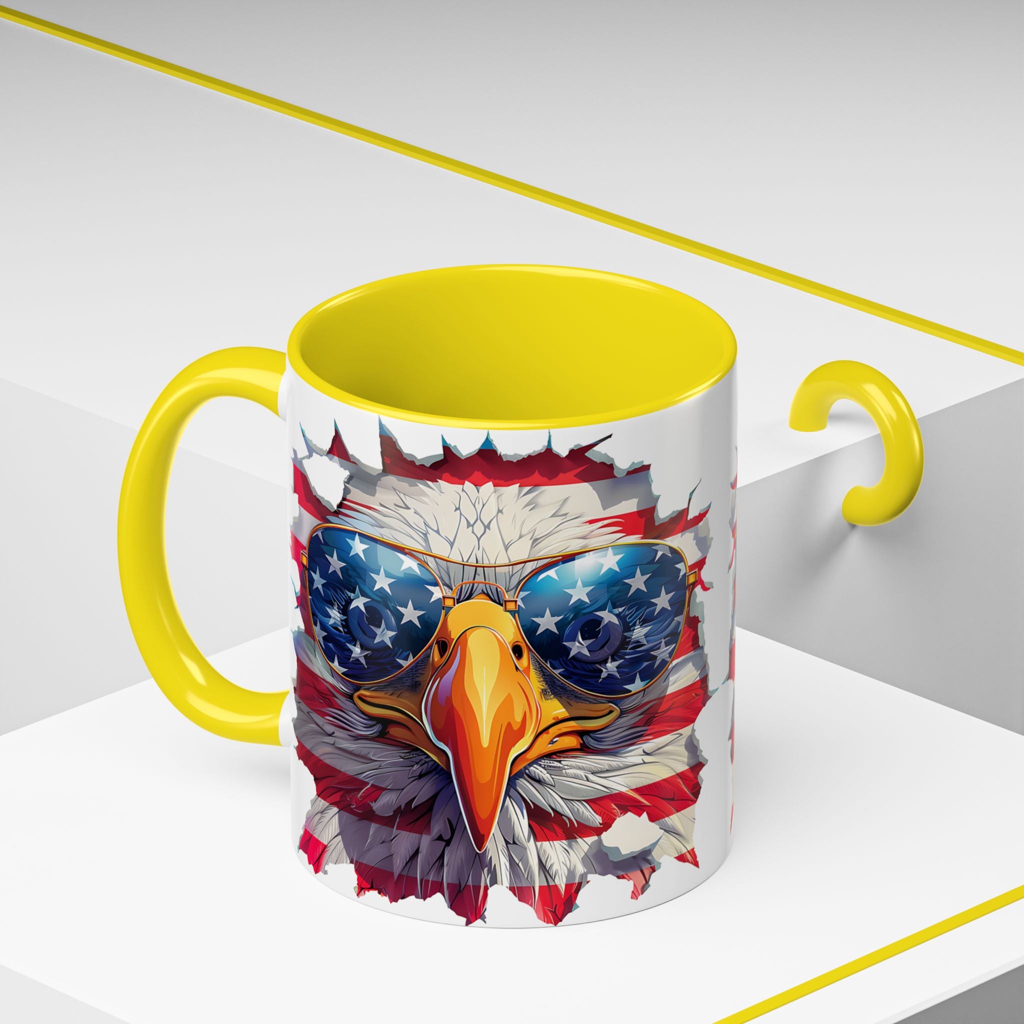 American Bald Eagle Accent Coffee Mug with Stars & Stripes