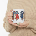 USA Patriotic Ceramic Mug with Bold Red White Blue Design