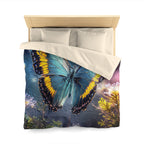 Butterfly Garden Duvet Cover - Blue & Yellow Microfiber Bedding