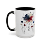Patriotic Anemone Accent Coffee Mug Classic Floral Design