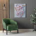 Floral Lotus Stretched Canvas Wall Art — Pastel Bloom Decorative Canvas