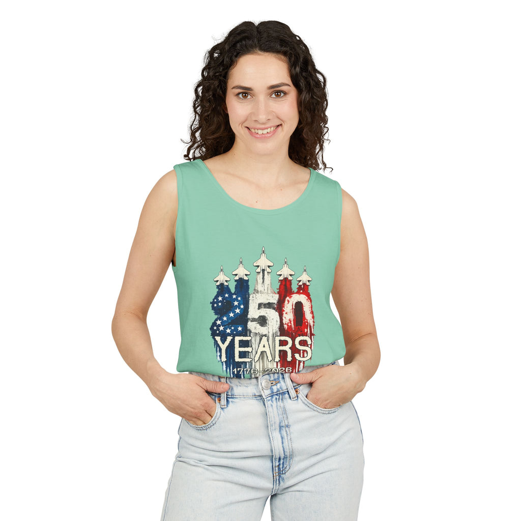50 Years American Flag Castle Tank Top for Celebratory Wear