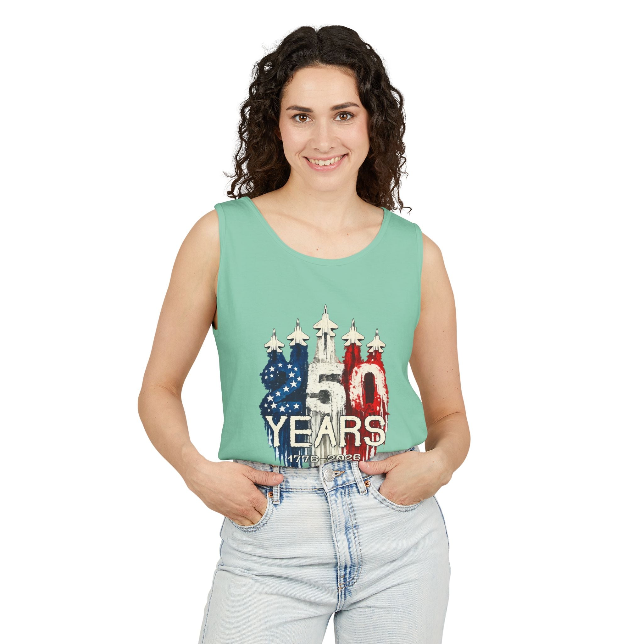 50 Years American Flag Castle Tank Top for Celebratory Wear
