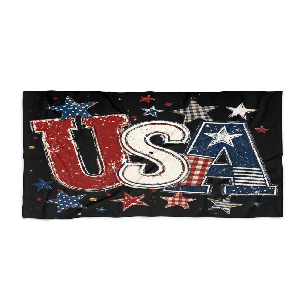 USA Patriotic Beach Towel – Stars & Stripes Design