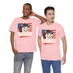 T-Shirt — "Meowica" Patriotic Cat Tee (American Flag, Funny 4th of July Shirt)