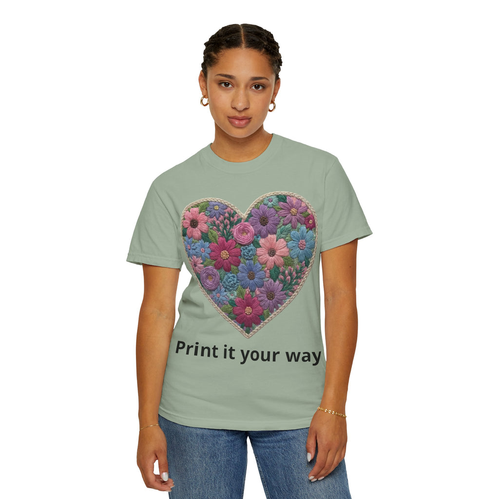 Floral Heart T-Shirt — Colorful Bouquet Heart Graphic (Print It Your Way)