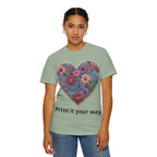 Floral Heart T-Shirt — Colorful Bouquet Heart Graphic (Print It Your Way)