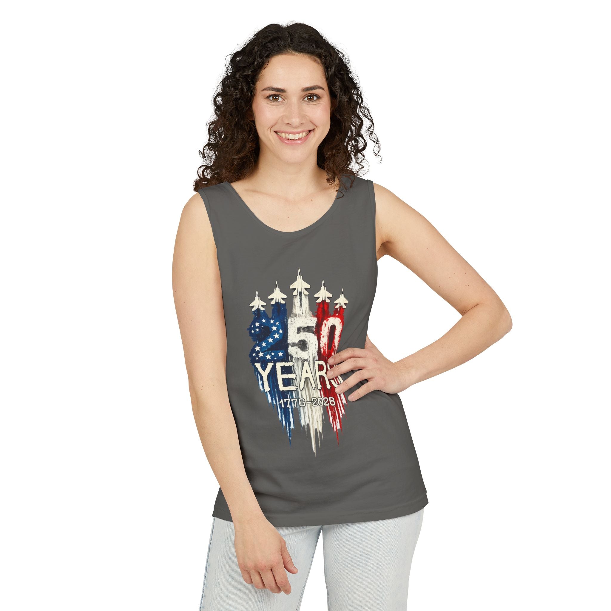 50 Years American Flag Castle Tank Top for Celebratory Wear