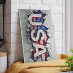 USA Flag Glass Cutting Board with Vibrant Design