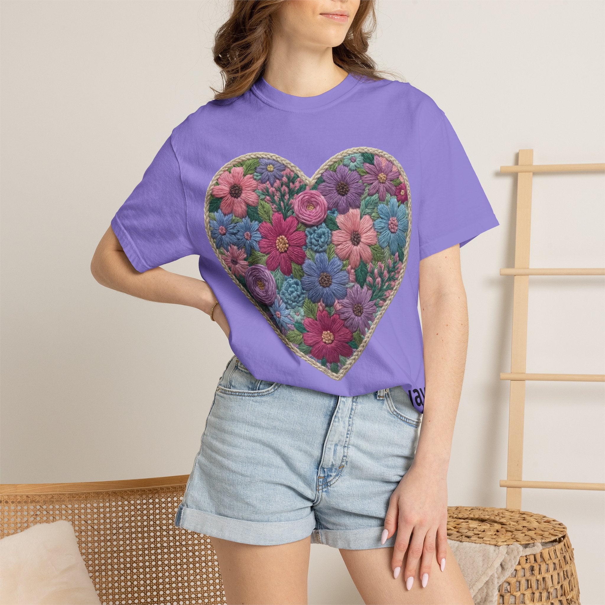 Floral Heart T-Shirt — Colorful Bouquet Heart Graphic (Print It Your Way)