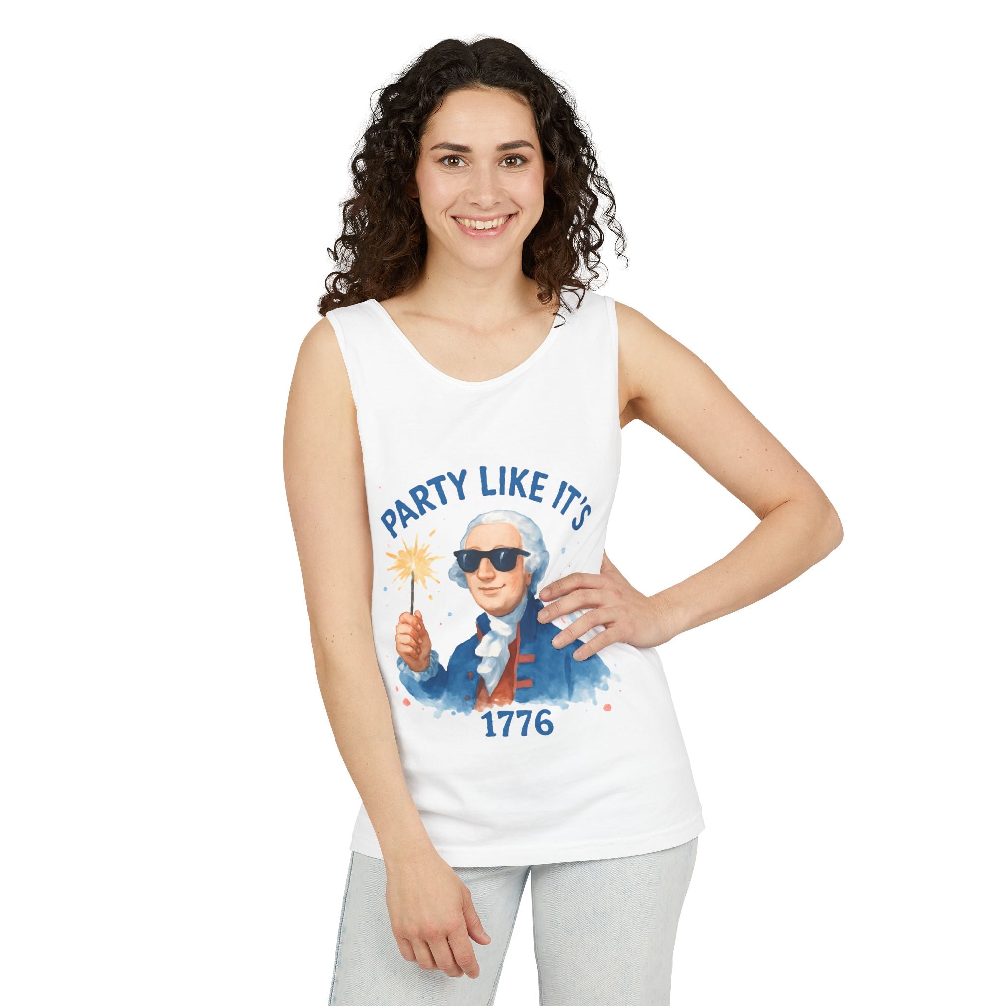Party Like It's 1776 Tank Top — Patriotic George Washington Graphic