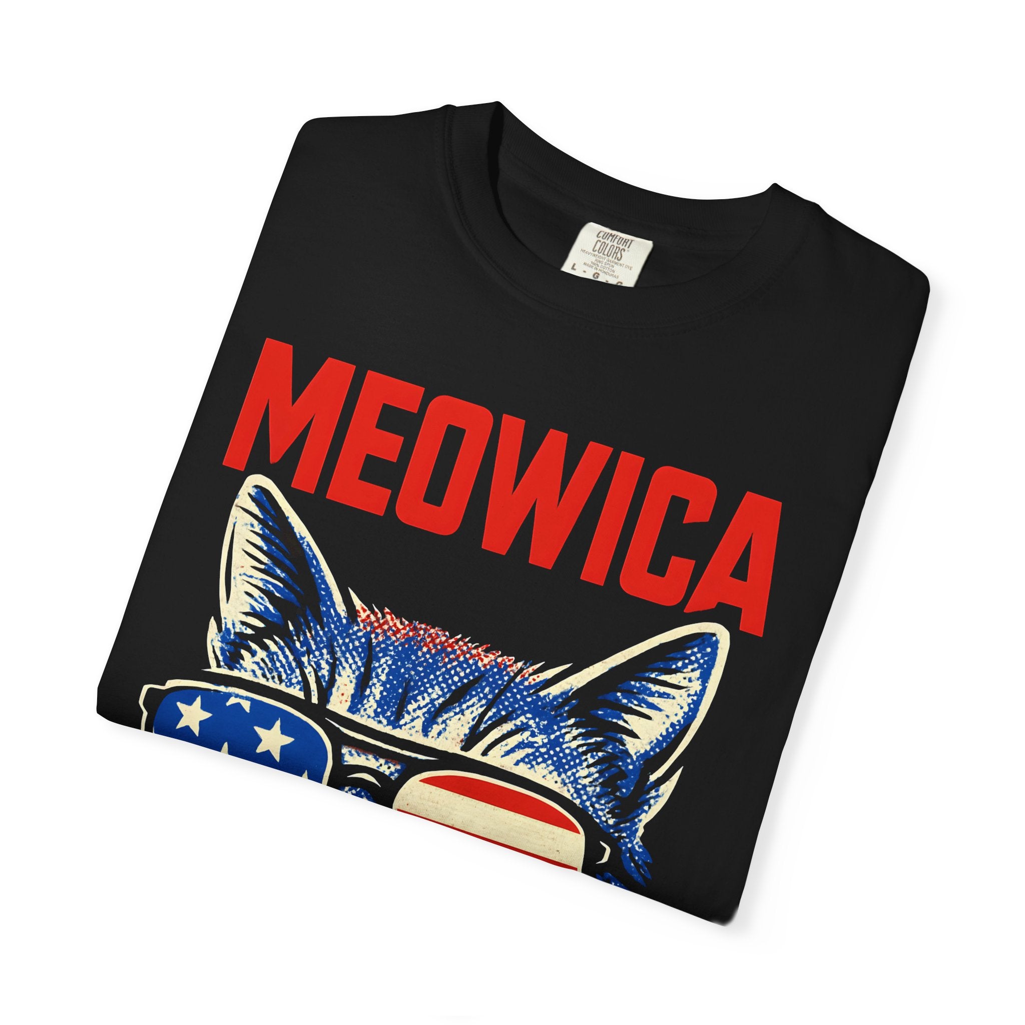 Meowica Cat T-Shirt — Patriotic American Flag Sunglasses Tee
