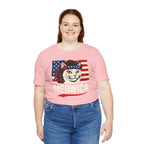 T-Shirt — "Meowica" Patriotic Cat Tee (American Flag, Funny 4th of July Shirt)
